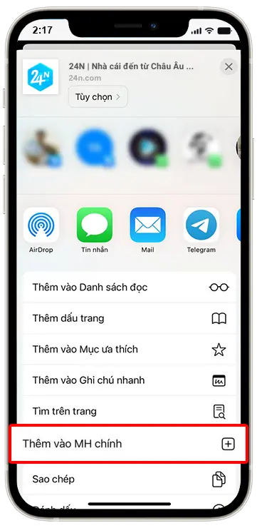 Bước 4 Chọn thêm màn hình chính